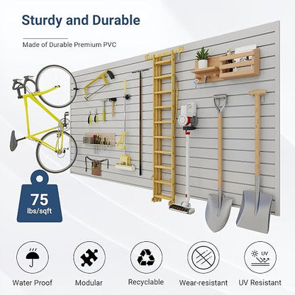 Slatwall Panel 8 FT x 4 FT, Interlocking Slat Wall Paneling, Wall Mounted PVC - Image 3