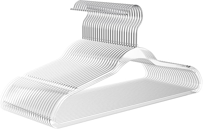 MIZGI 50 Pack Clear Plastic Hangers by MIZGI