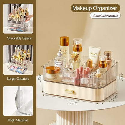 Makeup Organizer with Stackable Drawer, Cosmetic Storage Display Case - Image 2
