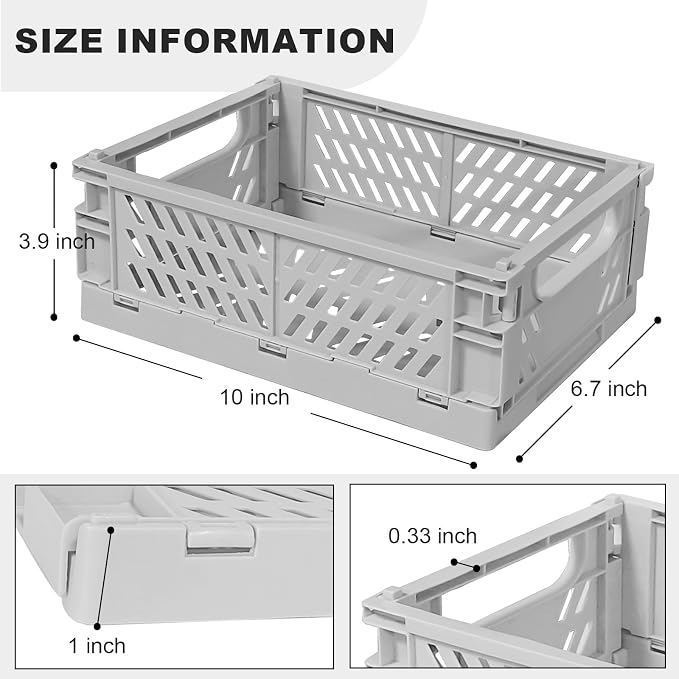 Pastel Plastic Storage Baskets 2 Pack, Collapsible Crates - Image 2