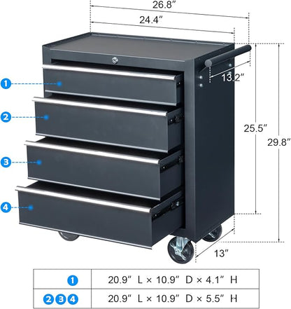 Metal Rolling Tool Box Organizer | Lockable Tool Chest - Image 8