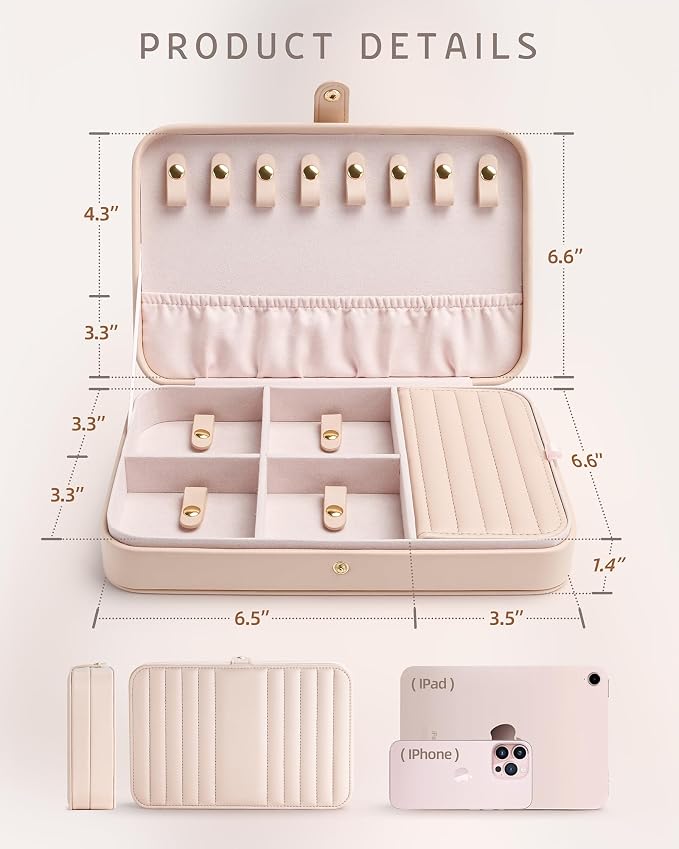 VELORIA Jewelry Box, Premium PU Leather Travel Jewelry Organizer & Storage - Image 7
