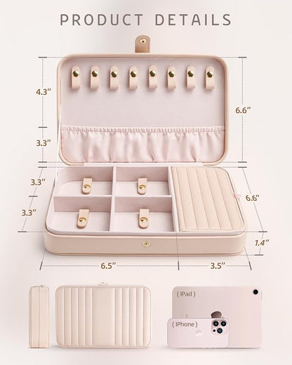 VELORIA Jewelry Box, Premium PU Leather Travel Jewelry Organizer & Storage - Image 7
