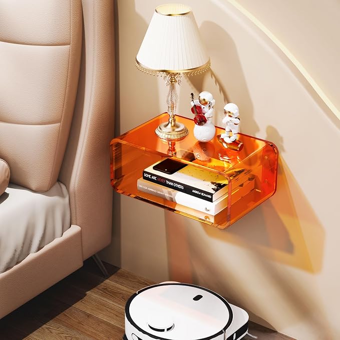 Acrylic Floating Nightstand, Bedside Table, Nightstand Shelf Wall Mounted - Image 4