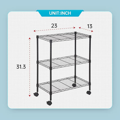 FDW Wire Shelving Metal Storage Shelves 23L x 13W x 32H 3 Tier Layer Storage - Image 3