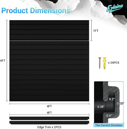 Ezlaino Slat Wall 4FT x 4FT, Versatile PVC Slatwall Paneling w/Long-Lasting - Image 2