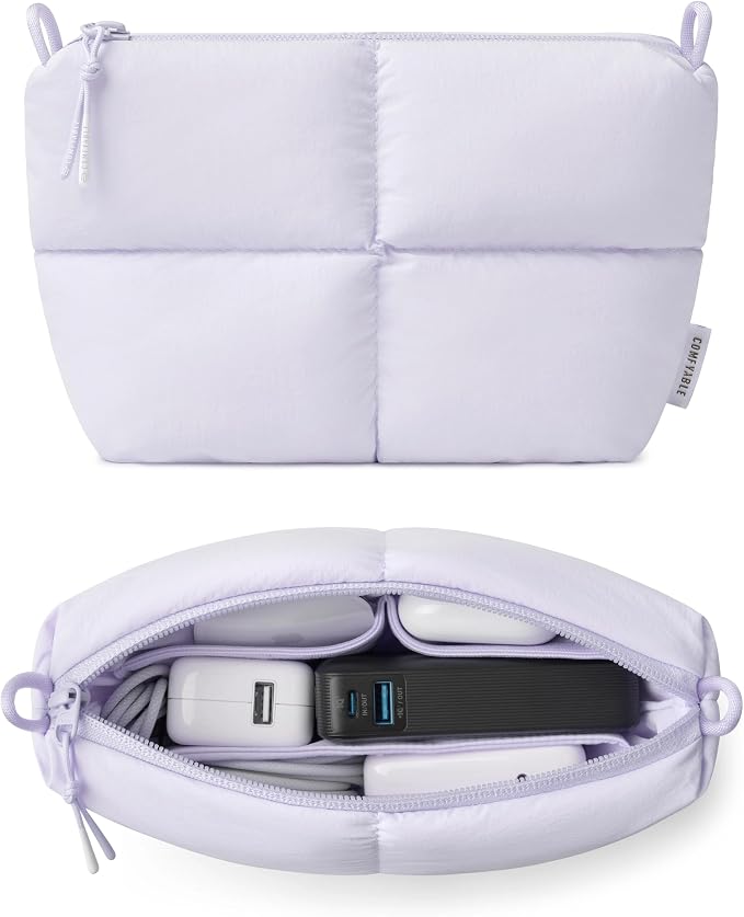 Comfyable Puffy Electronics Organizer Travel Case, Cute Tech Pouch by Comfyable