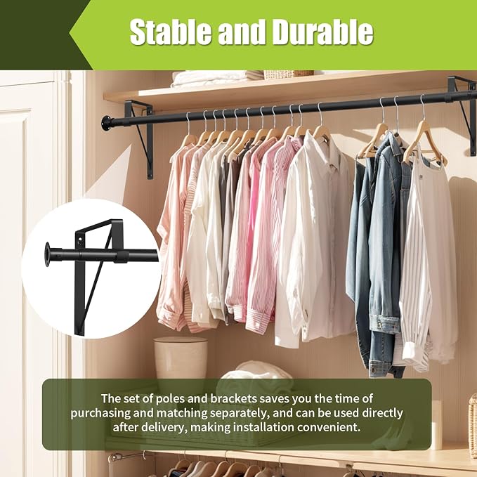 Closet Rod, 17 to 87 Inch Closet Rods 1.3 Inches Heavy Duty Closet Rod - Image 3