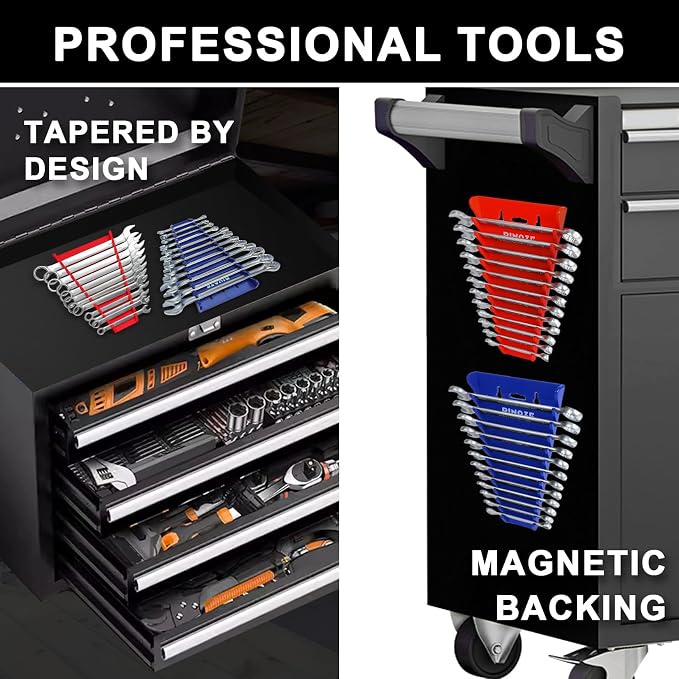 4-Piece Magnetic Wrench Organizer, 48-Slot Wrench Rack Tool Trays, Durable ABS - Image 6