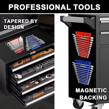 4-Piece Magnetic Wrench Organizer, 48-Slot Wrench Rack Tool Trays, Durable ABS - Image 6