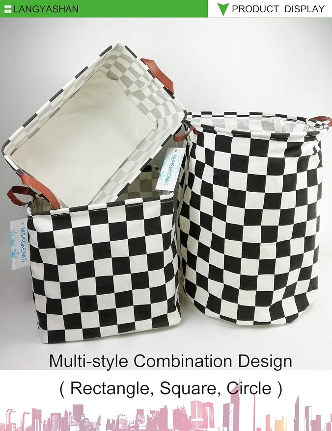 LANGYASHAN Laundry Basket Canvas Fabric Collapsible Organizer Basket - Image 9