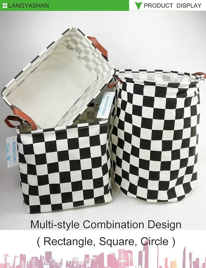 LANGYASHAN Laundry Basket Canvas Fabric Collapsible Organizer Basket - Image 9