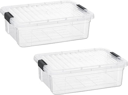 Superio Storage Bins with Lids- 2 Pack, 7.4 Qt Clear Boxes by Superio