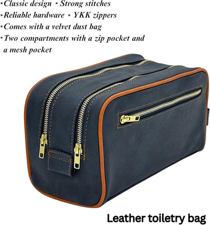 Dopp Gift Large Travel Toiletry Bag Premium Quality PU Leather Two compartments - Image 3