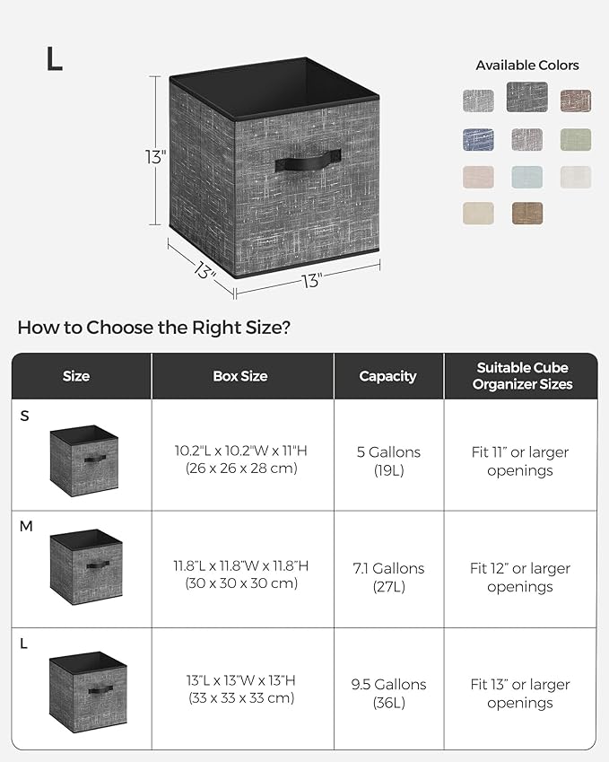 SONGMICS Storage Cubes, 13-Inch Non-Woven Fabric Bins - Image 4