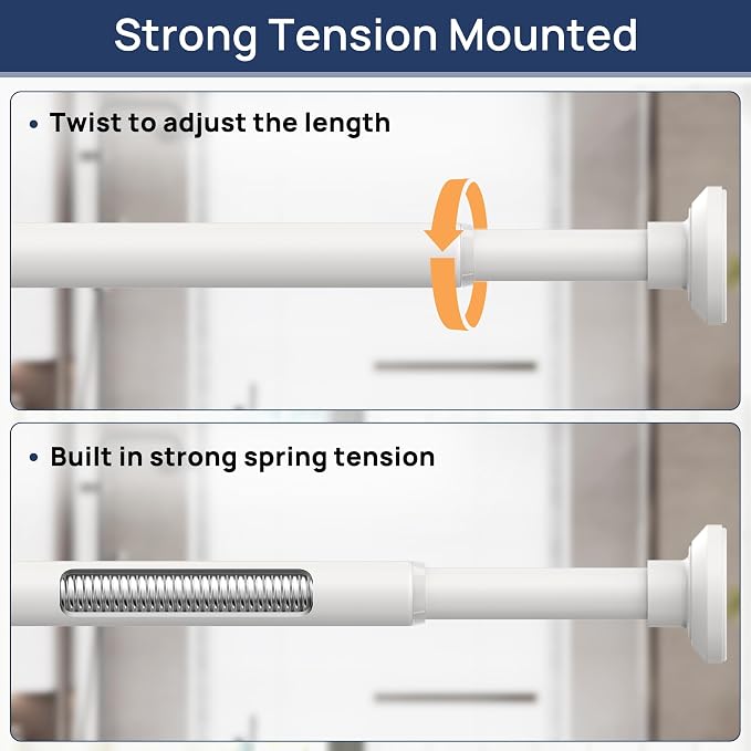 ENJOYBASICS 1" White Shower Curtain Rod, 30-52" Adjustable, Secure Tension | - Image 3