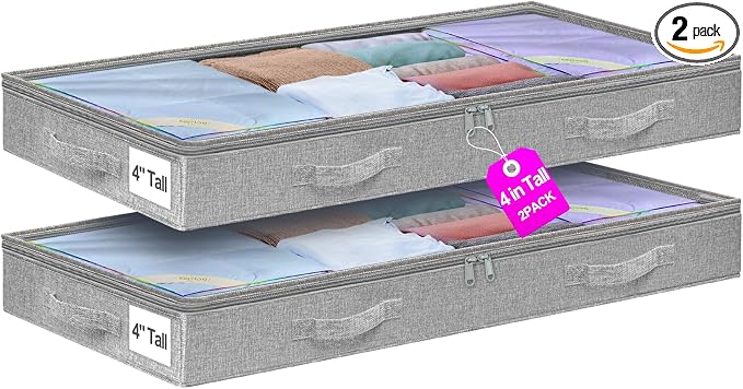 punemi 4 inches Under Bed Storage Containers, Low Profile Underbed Storage by Punemi