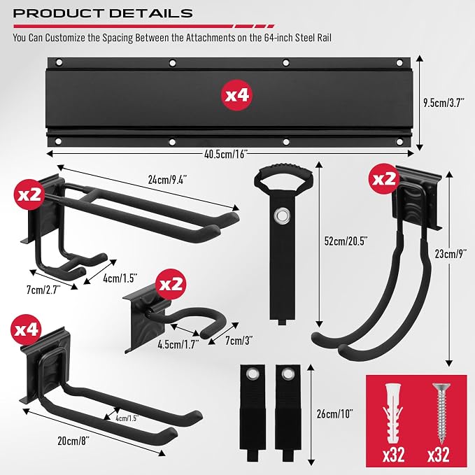 SEDY 64" Heavy Duty Garage Storage Tool Organizer Wall Mount - Image 3