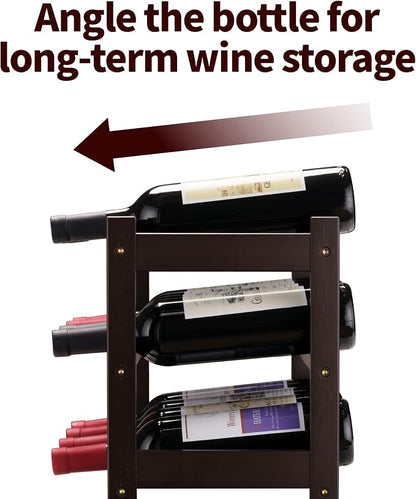 VASMIA Bamboo Wine Rack, Sturdy and Durable Wine Storage Cabinet Shelf - Image 5