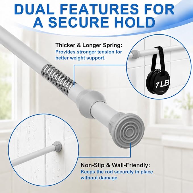 2 Pack Small Tension Curtain Rod, Short Adjustable Extendable | Spring Loaded - Image 5