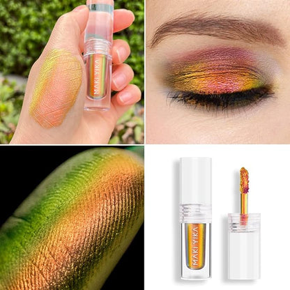 MAKI YIKA Glitter Eyeshadow Gold Liquid Multichrome Eyeshadows Long Lasting - Image 2