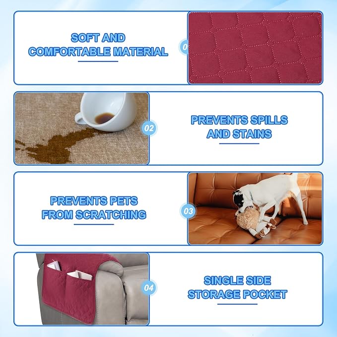 uxcell 3 PCS Armrest Covers, Couch Arm Cover Furniture Protect Slide Recliner - Image 3