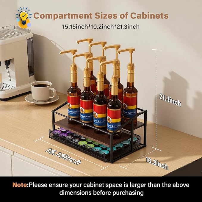 Coffee Syrup Rack Organizer, 3-Tier 8 Bottle Syrup Rack - Image 4