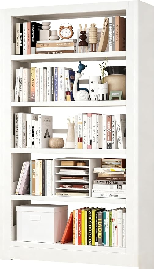 Heavy Duty Metal Bookshelf, 71” Tall 5-Tier Bookcase, Thickened 300LB Capacity by Unknown