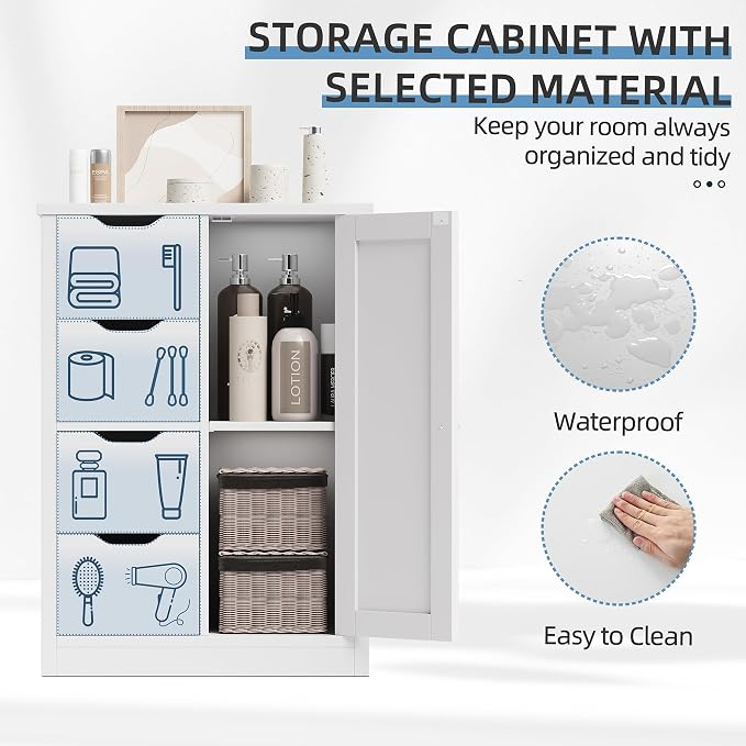 Shintenchi Bathroom Floor Storage Cabinet, Wooden Storage Organizer - Image 5