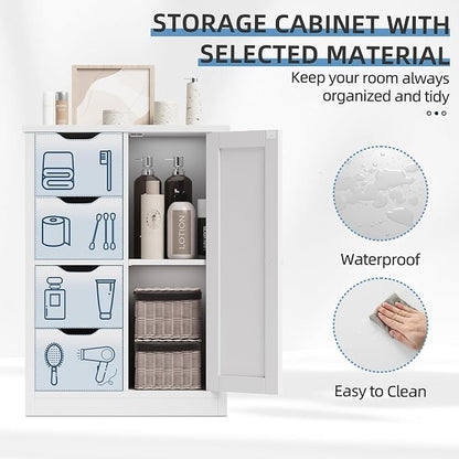 Shintenchi Bathroom Floor Storage Cabinet, Wooden Storage Organizer - Image 5