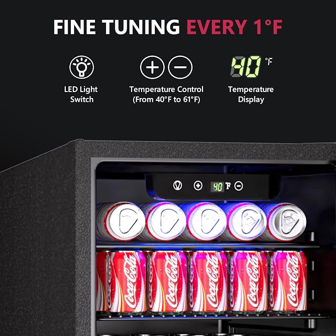 100 Can Beverage Refrigerator Cooler, 2.7 cu.ft Mini Fridge Glass Door - Image 4