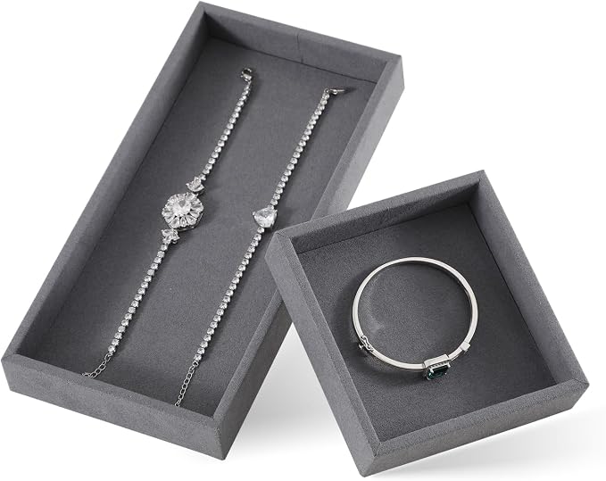 Dark Blue Jewelry Display Tray Ring Necklace Earring Bangle Organizer - Image 2