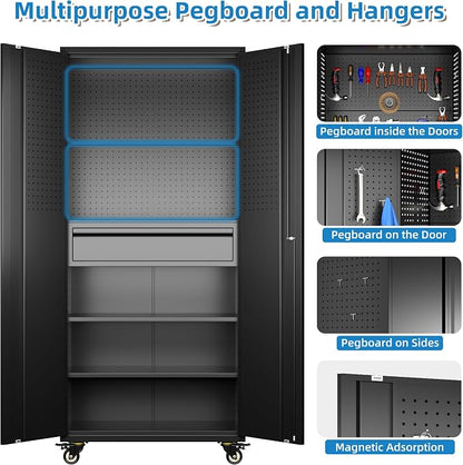 Metal Garage Cabinet with Wheels, Office Assembly Required - Image 4