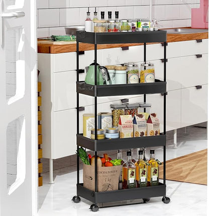 SPACEKEEPER Storage Cart 4-Tier, Bathroom Rolling Cart Utility Storage - Image 7