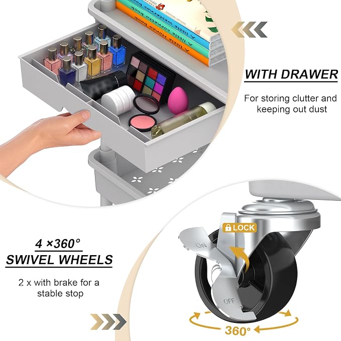 Goovilla 3 Tier Rolling Utility Cart Organizer - Image 2