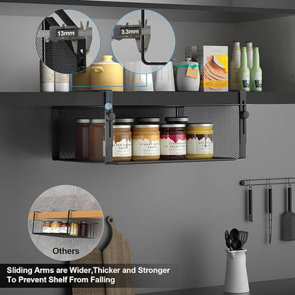 AmonHouseware 2Pack Under Shelf Basket, Adjustable Hanging Holder, Slide-in - Image 4