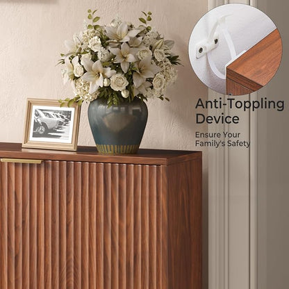 Hootata 47.2''W Walnut Shoe Storage Cabinet - Image 7