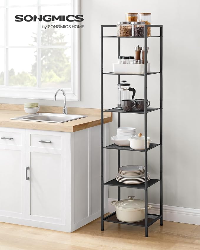 SONGMICS 6-Tier Storage Rack, Bathroom Shelf, Extendable Plant Stand - Image 2