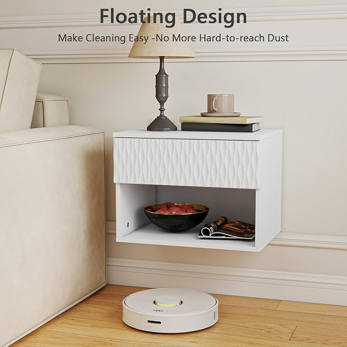 Vibe & Dine Floating Nightstand Set of 2, Wall Mounted Night Stand - Image 5