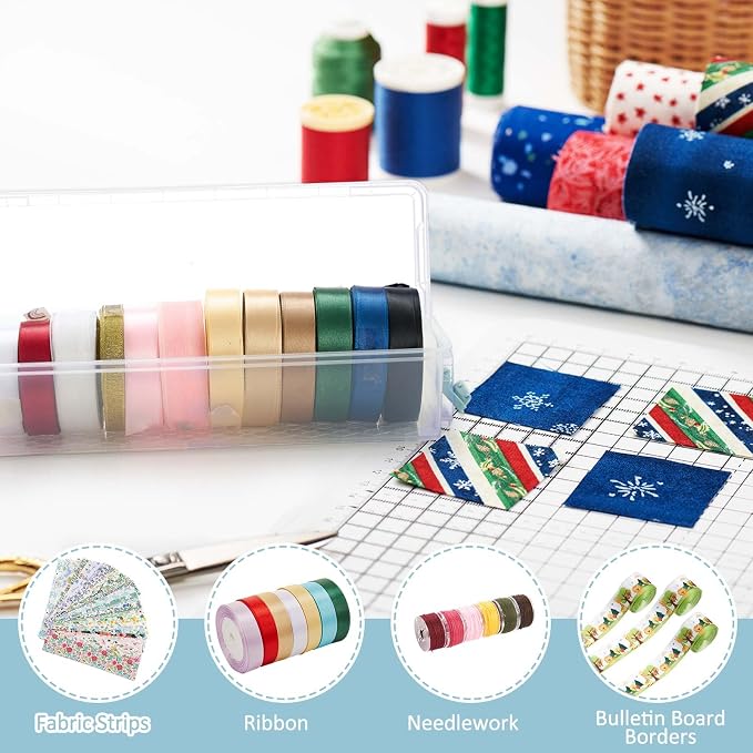 Tioncy 4 Pcs 13 x 4 x 3 in Fabric Strip Case Jelly Cotton Fabric Patchwork Roll - Image 3