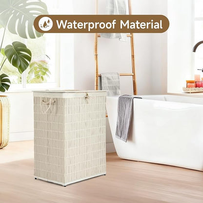 Laundry Hamper with Lid, 52.8 Gallon Large Laundry Basket 2 Removable Liner Bags - Image 2