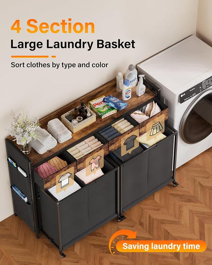 Laundry Sorter 4 Section: Laundry Hamper Basket - Image 2