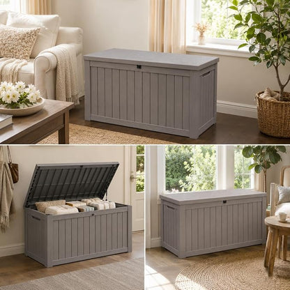 146 Gallon Deck Box, Waterproof Outdoor Storage Box, Lockable Resin Patio - Image 6