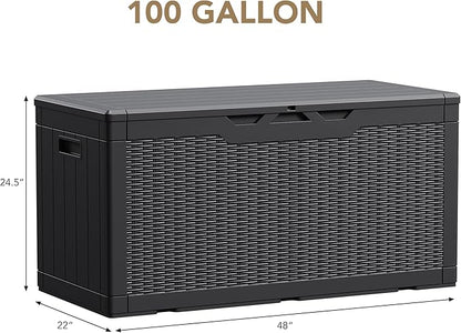 Devoko 100 Gallon Waterproof Large Resin Deck Box Indoor Outdoor Lockable - Image 7