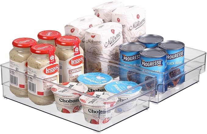Plastic Storage Bins, 2 Pack Stackable Fridge Organizer Bins, Freezer Storage by Bronkeeper