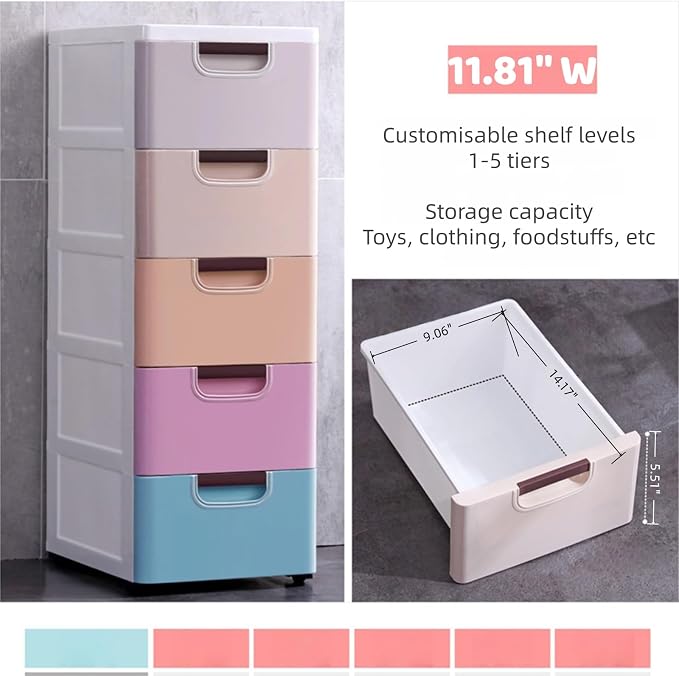 5 Drawers Stackable Storage Drawers Plastic Storage Drawers Collapsible Storage - Image 4