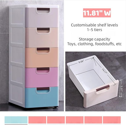 5 Drawers Stackable Storage Drawers Plastic Storage Drawers Collapsible Storage - Image 4
