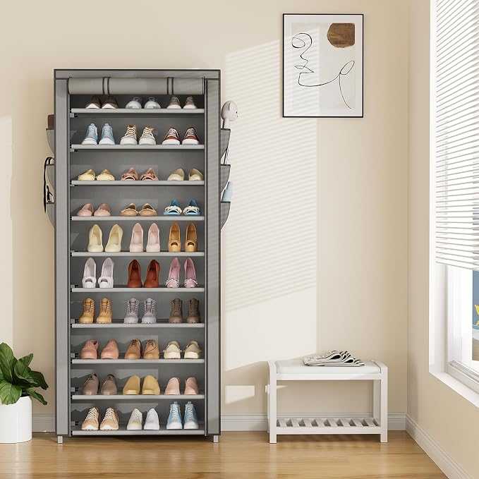 VTRIN Vertical Narrow Shoe Rack Organizer Tall Shoe Rack - Image 7