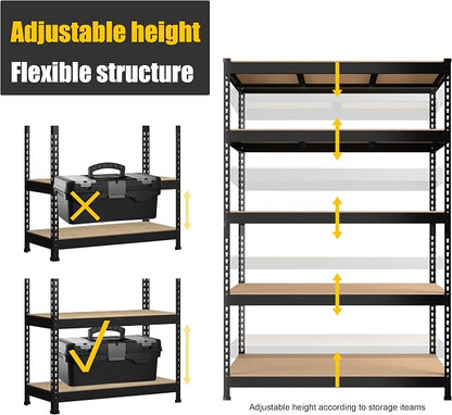 PrimeZone Heavy Duty Adjustable 5 Tier Garage Storage Shelves - Image 6