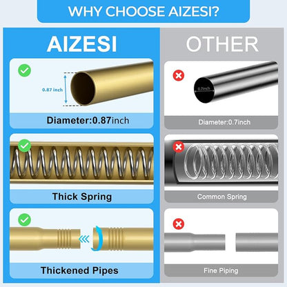 AIZESI Tension Curtain Rod 28 to 48 Inch Adjustable No Drilling, No Slip - Image 4